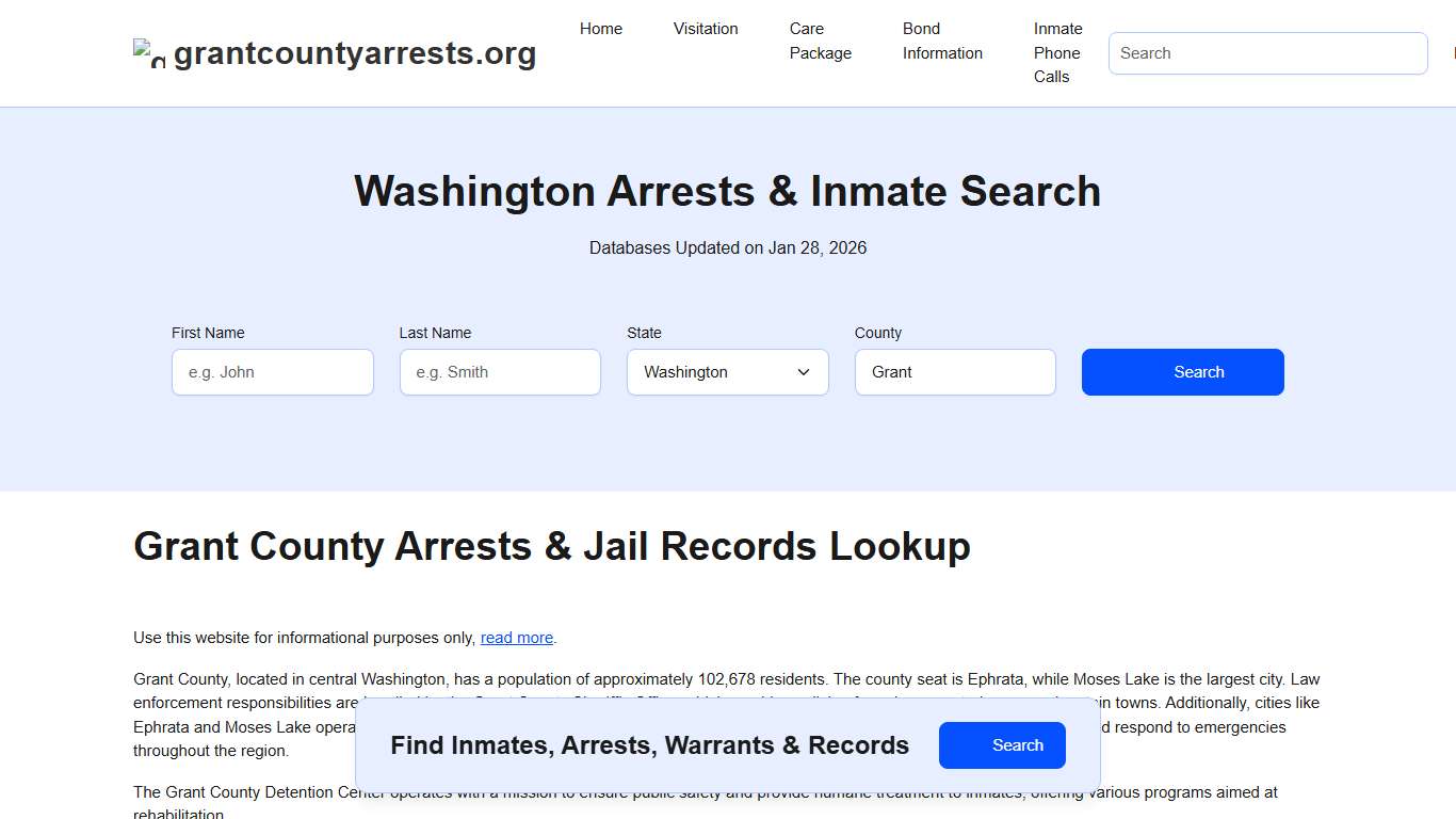 Grant County, WA Arrests, Warrants, Police Records Search